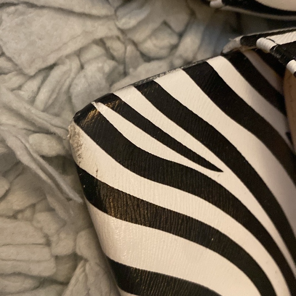 Zebra Pu Square Toe High Cake Stand Heeled Mules - Picture 4 of 7